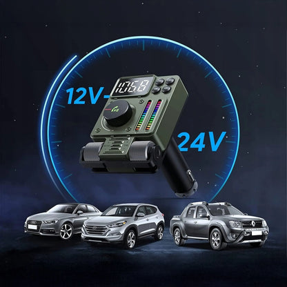 Automobilinis FM siųstuvas Bluetooth 5.3 PD 30W kroviklis