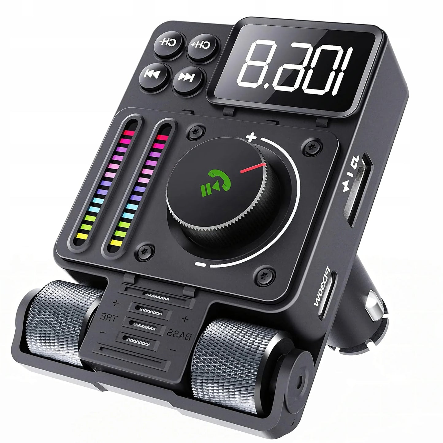 Automobilinis FM siųstuvas Bluetooth 5.3 PD 30W kroviklis