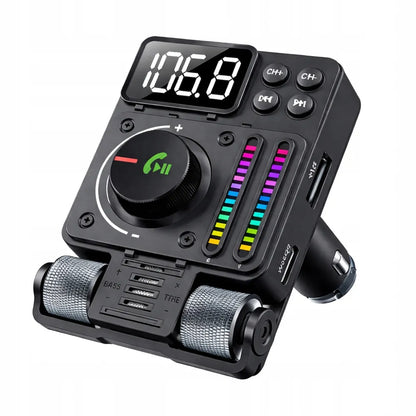 Automobilinis FM siųstuvas Bluetooth 5.3 PD 30W QC RGB laisvų rankų įranga