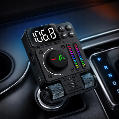 Automobilinis FM siųstuvas Bluetooth 5.3 PD 30W QC RGB laisvų rankų įranga