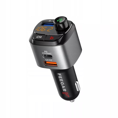 Automobilinis FM siųstuvas „Bluetooth“ Feegar su greituoju įkrovikliu QC 3.0 PD MP3 Audio USB