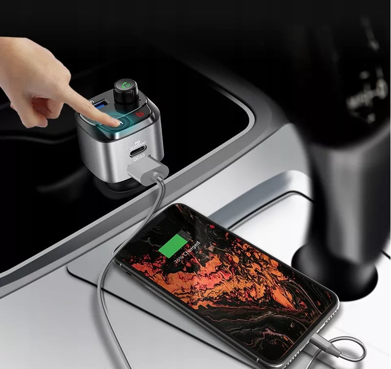 Automobilinis FM siųstuvas „Bluetooth“ Feegar su greituoju įkrovikliu QC 3.0 PD MP3 Audio USB