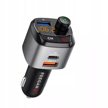 Automobilinis FM siųstuvas „Bluetooth“ Feegar su greituoju įkrovikliu QC 3.0 PD MP3 Audio USB