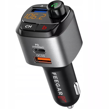 Automobilinis FM siųstuvas „Bluetooth“ Feegar su greituoju įkrovikliu QC 3.0 PD MP3 Audio USB