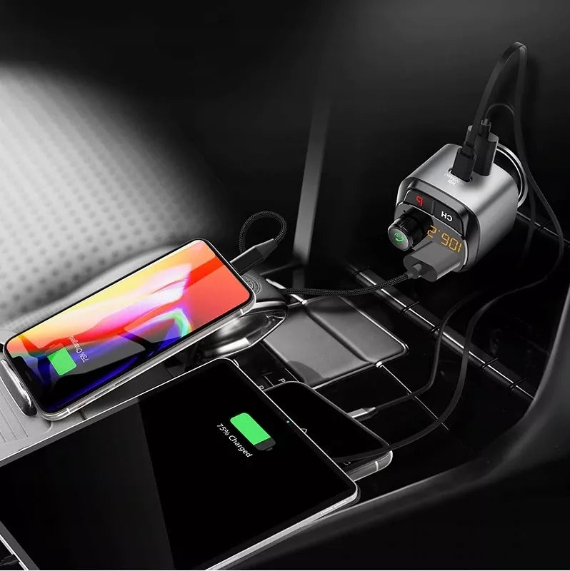 Automobilinis FM siųstuvas „Bluetooth“ Feegar su greituoju įkrovikliu QC 3.0 PD MP3 Audio USB