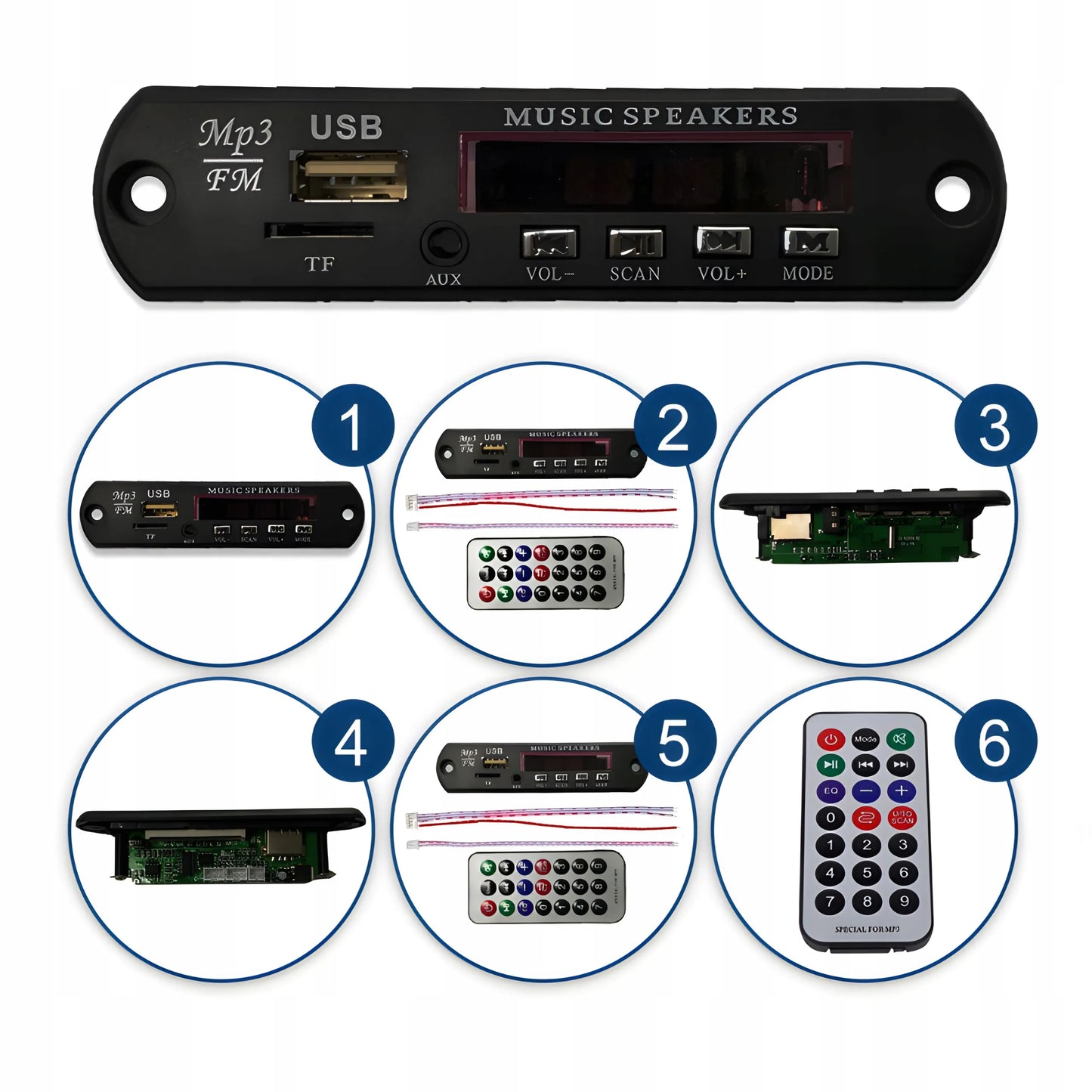 Automobilinis FM siųstuvas Bluetooth modulis MP3 grotuvas AUX USB su nuotolinio valdymo pulteliu