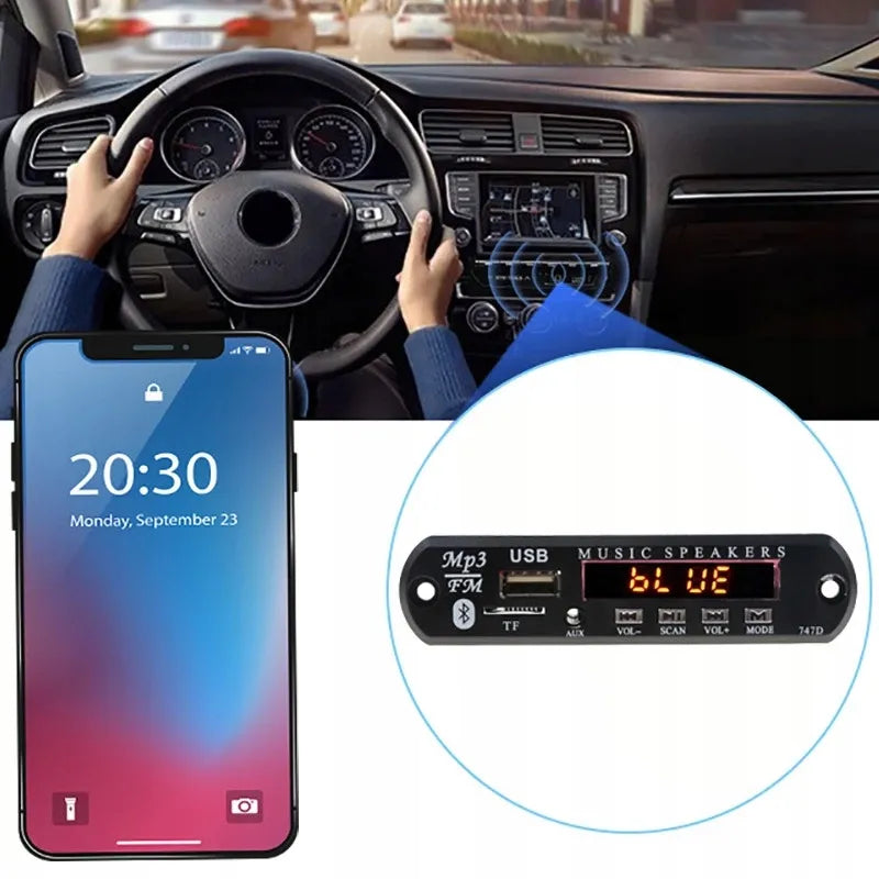 Automobilinis FM siųstuvas Bluetooth modulis MP3 grotuvas AUX USB su nuotolinio valdymo pulteliu