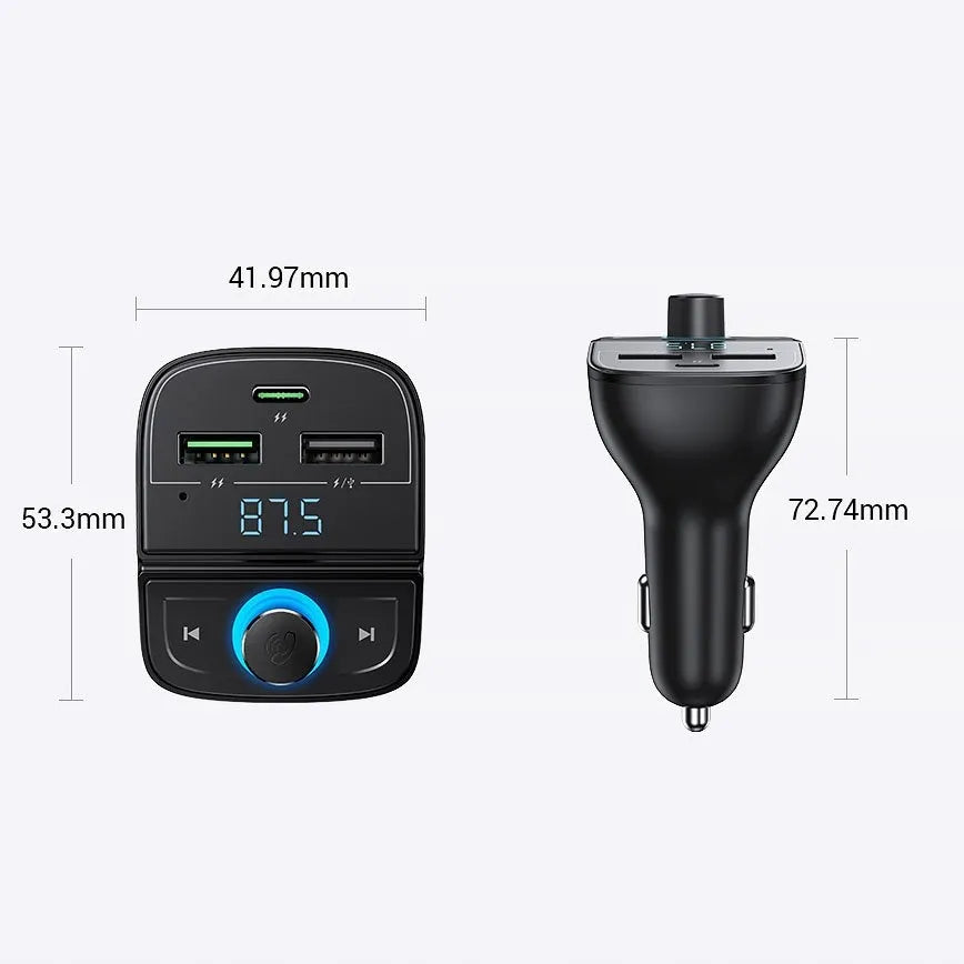 Automobilinis FM siųstuvas UGREEN Bluetooth laisvų rankų įranga su USB ir USB-C QC
