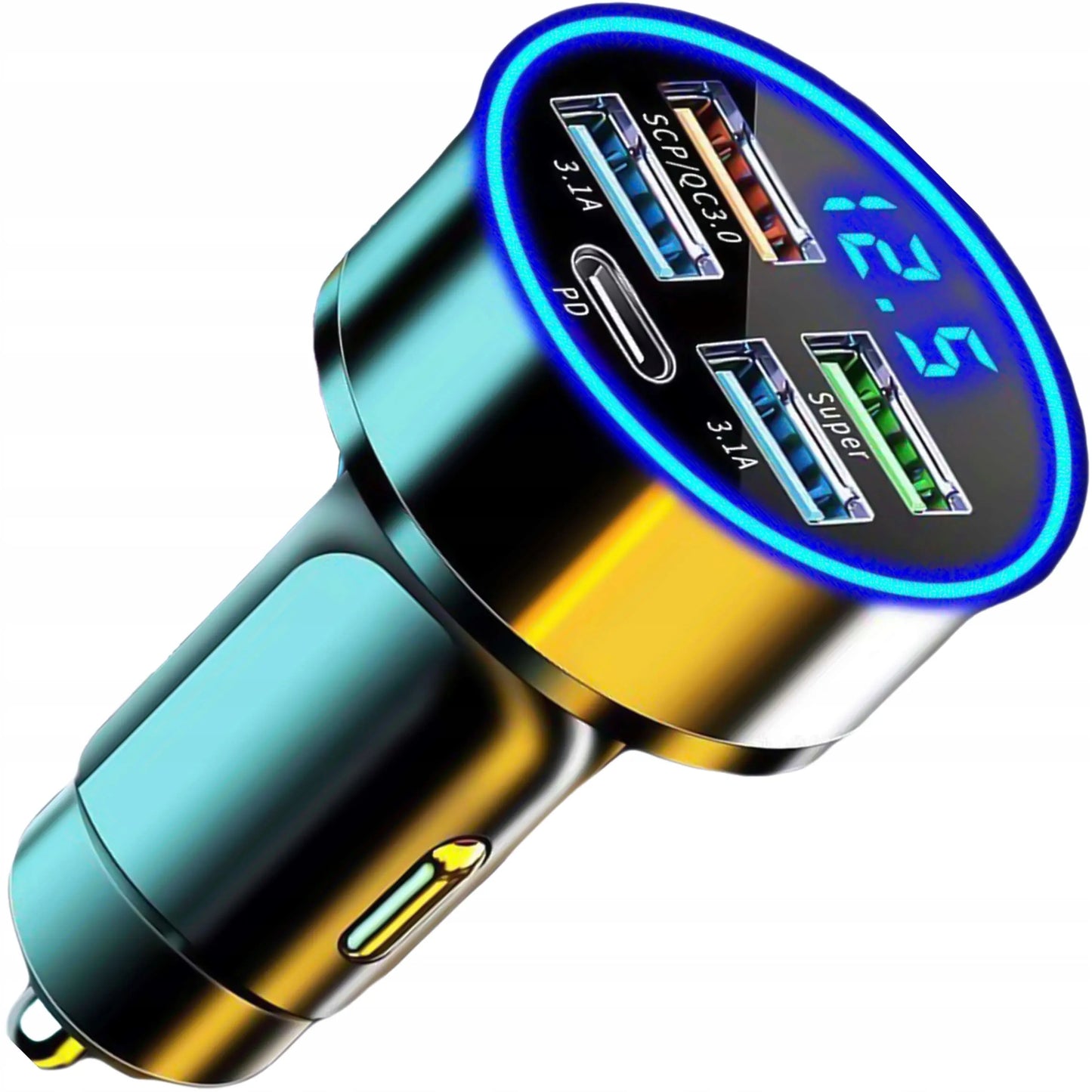 Automobilinis įkroviklis 4x USB QC 3.0 + USB C PD 20W greitas galingas telefonui