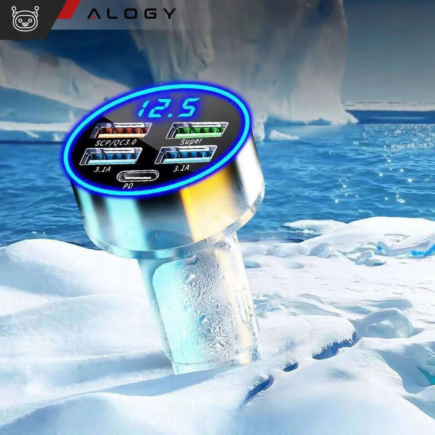 Automobilinis įkroviklis 4x USB QC 3.0 + USB C PD 20W greitas galingas telefonui