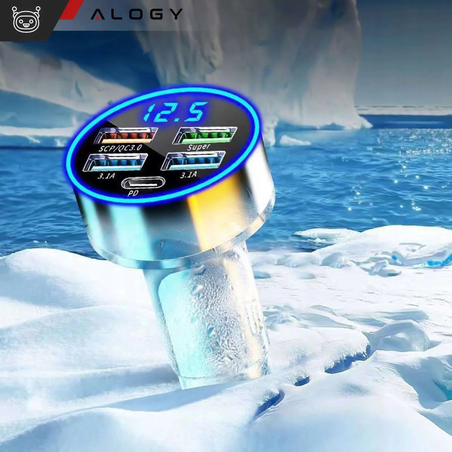 Automobilinis įkroviklis 4x USB QC 3.0 + USB C PD 20W greitas galingas telefonui