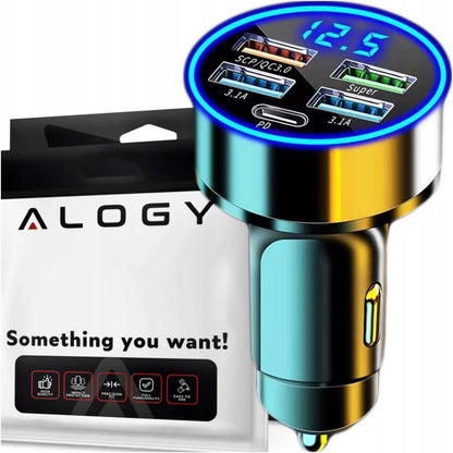 Automobilinis įkroviklis 4x USB QC 3.0 + USB C PD 20W greitas galingas telefonui