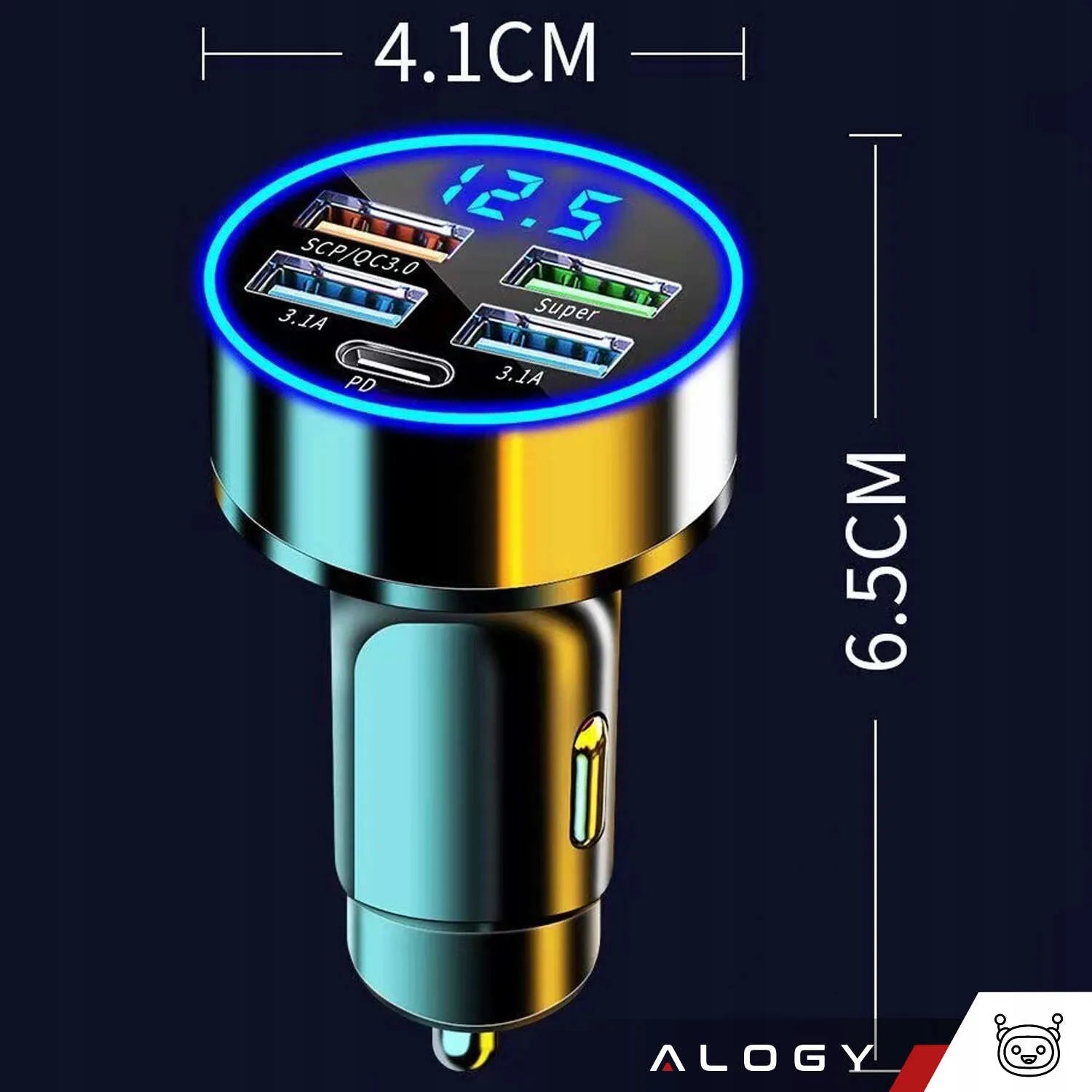 Automobilinis įkroviklis 4x USB QC 3.0 + USB C PD 20W greitas galingas telefonui