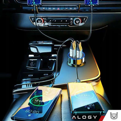 Automobilinis įkroviklis 4x USB QC 3.0 + USB C PD 20W greitas galingas telefonui