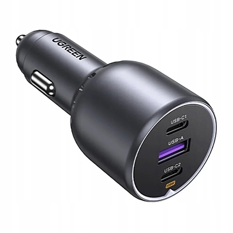 Automobilinis įkroviklis UGREEN EC705, USB + 2x USB-C, 130W + 1m 5A laidas
