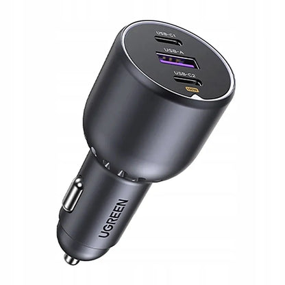 Automobilinis įkroviklis UGREEN EC705, USB + 2x USB-C, 130W + 1m 5A laidas