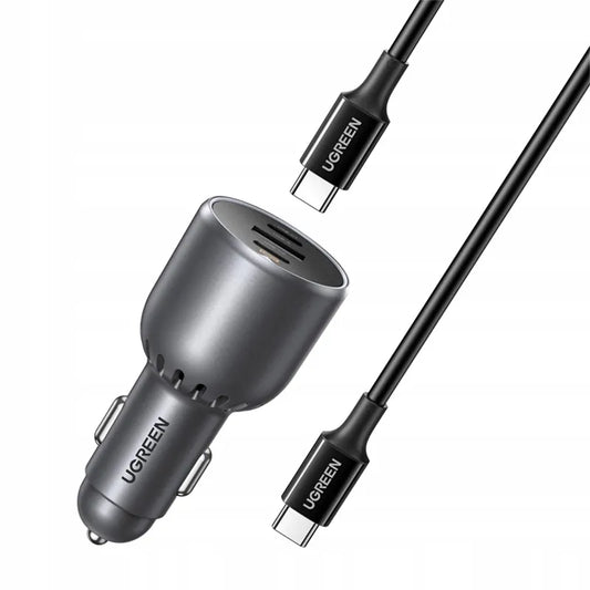 Automobilinis įkroviklis UGREEN EC705, USB + 2x USB-C, 130W + 1m 5A laidas