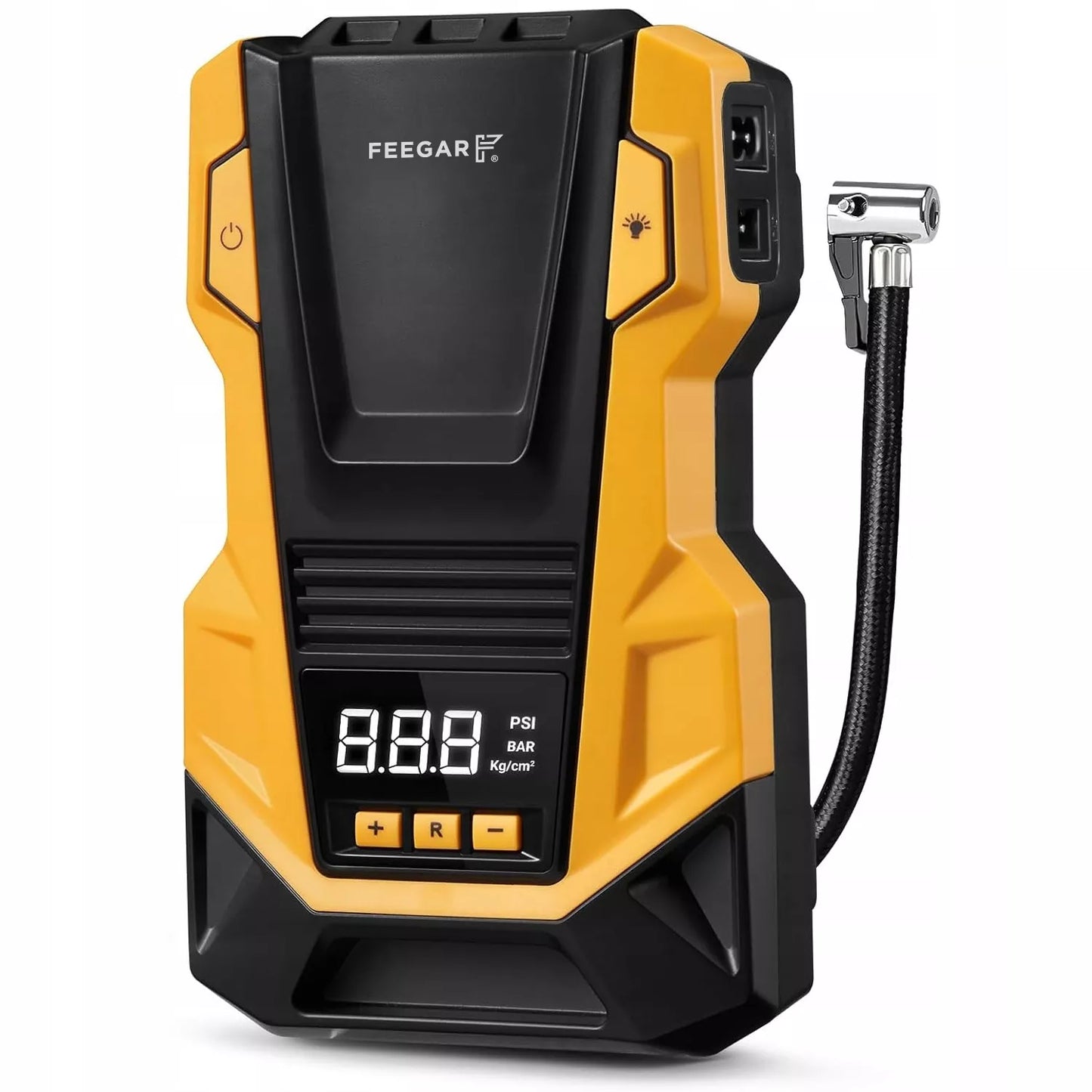 Automobilinis kompresorius 12V 230V Feegar, nešiojamas siurblys padangoms su LED