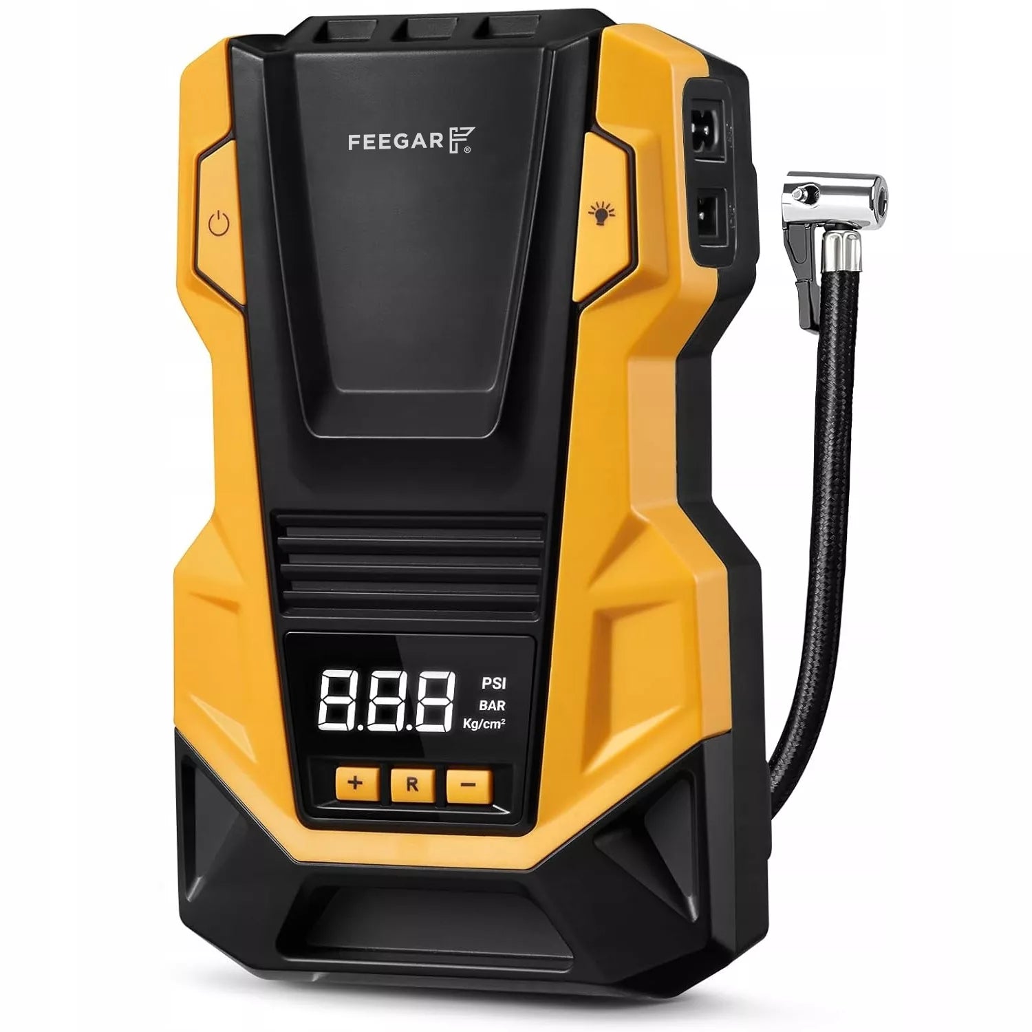 Automobilinis kompresorius 12V 230V Feegar, nešiojamas siurblys padangoms su LED