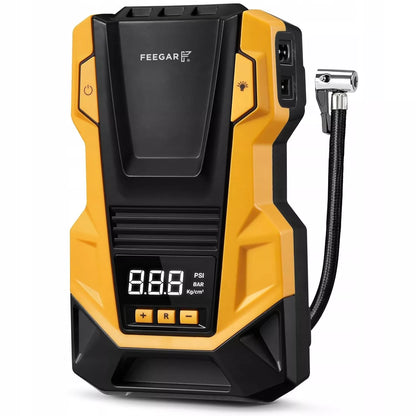 Automobilinis kompresorius 12V 230V Feegar, nešiojamas siurblys padangoms su LED