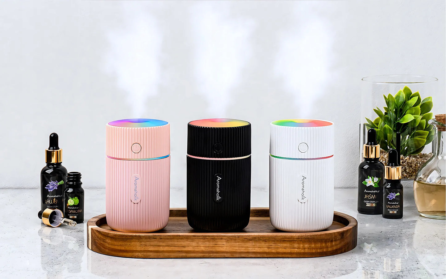 Automobilinis kvapų difuzorius, drėkintuvas, USB, eteriniai aliejai, LED
