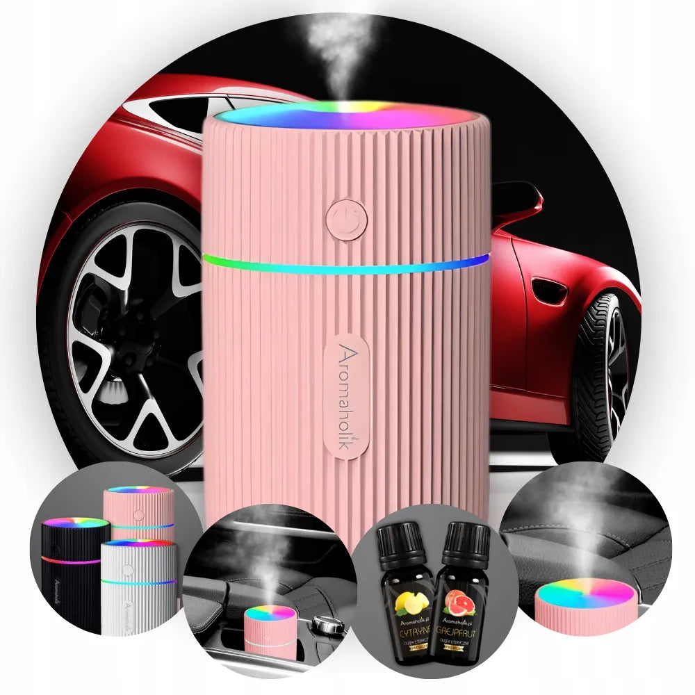 Automobilinis kvapų difuzorius, drėkintuvas, USB, eteriniai aliejai, LED