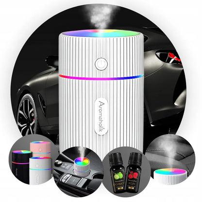 Automobilinis kvapų difuzorius ir oro drėkintuvas su USB bei RGB LED apšvietimu