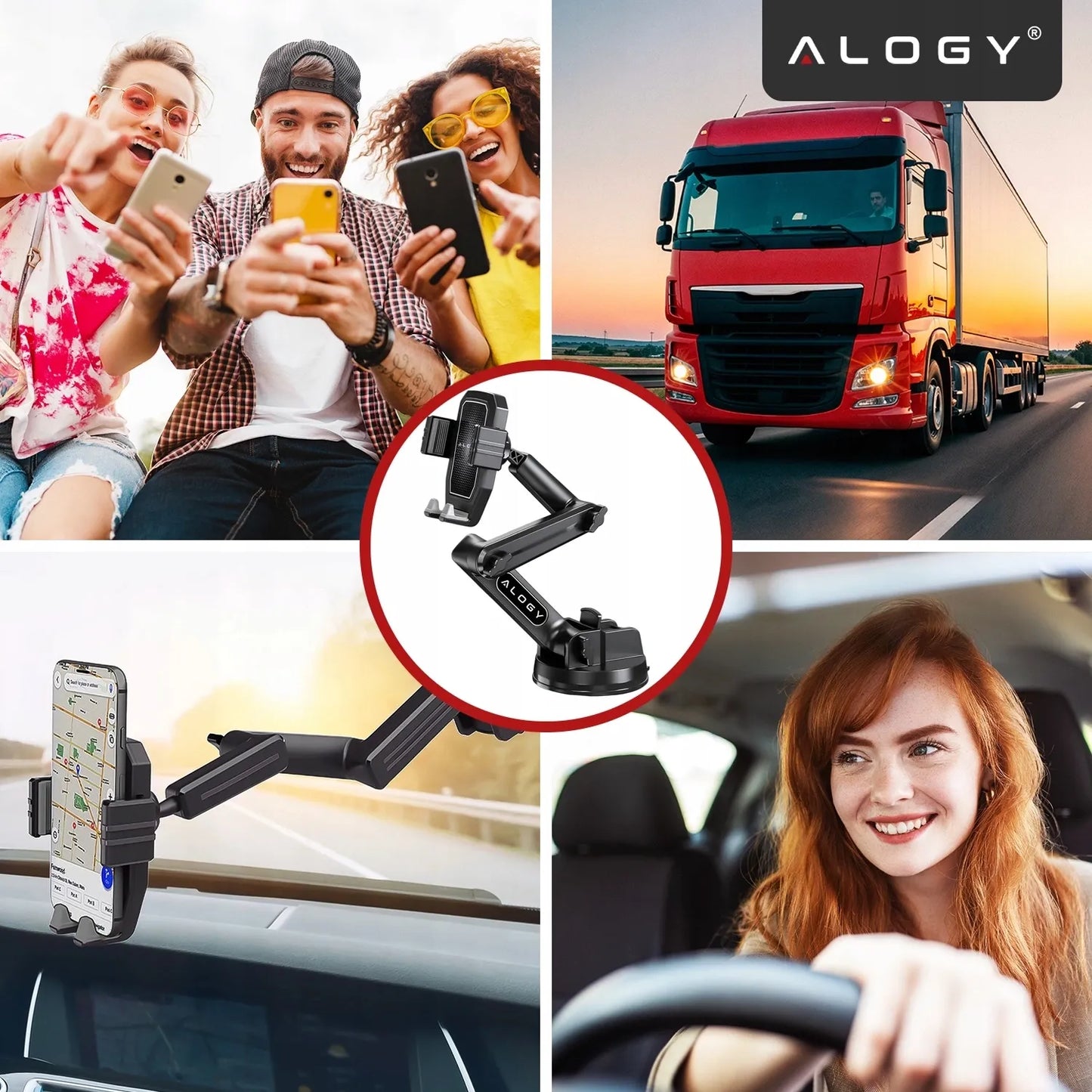 Automobilinis laikiklis Alogy telefonui 7.2" TIR sunkvežimiui, autobusui, ekskavatoriui su tvirta fiksacija