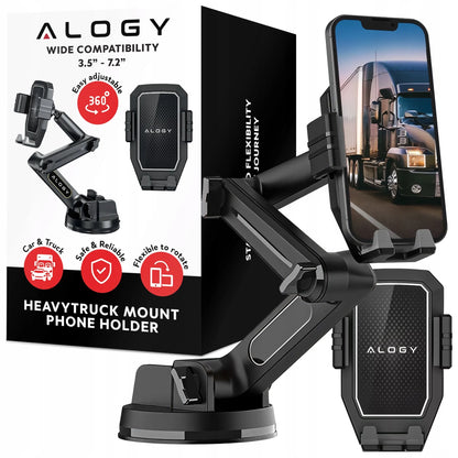 Automobilinis laikiklis Alogy telefonui 7.2" TIR sunkvežimiui, autobusui, ekskavatoriui su tvirta fiksacija