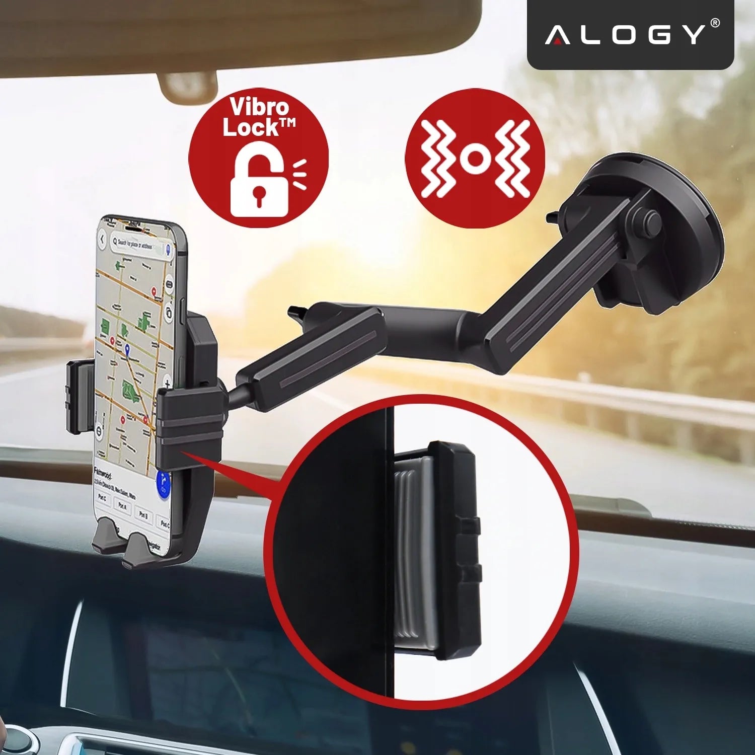 Automobilinis laikiklis Alogy telefonui 7.2" TIR sunkvežimiui, autobusui, ekskavatoriui su tvirta fiksacija