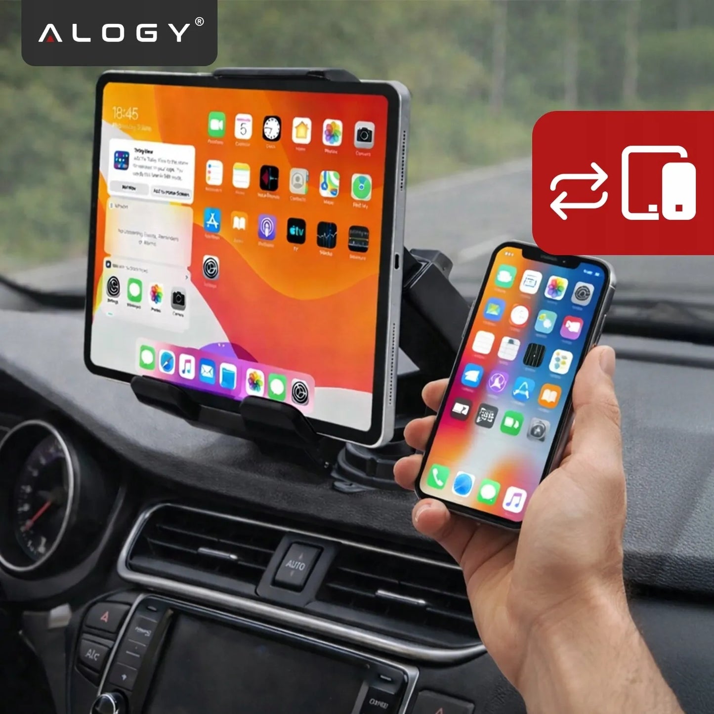 Automobilinis laikiklis telefonui ir planšetei ant stiklo arba prietaisų skydelio, reguliuojamas, besisukantis, tvirtas