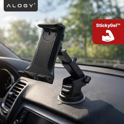 Automobilinis laikiklis telefonui ir planšetei ant stiklo arba prietaisų skydelio, reguliuojamas, besisukantis, tvirtas