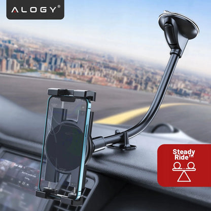 Automobilinis laikiklis telefonui planšetei ant stiklo ir prietaisų skydelio Alogy SteadyRide™ Juodas