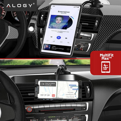 Automobilinis laikiklis telefonui planšetei ant stiklo ir prietaisų skydelio Alogy SteadyRide™ Juodas