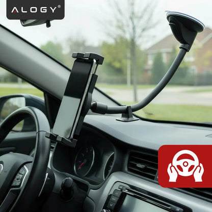 Automobilinis laikiklis telefonui planšetei ant stiklo ir prietaisų skydelio Alogy SteadyRide™ Juodas
