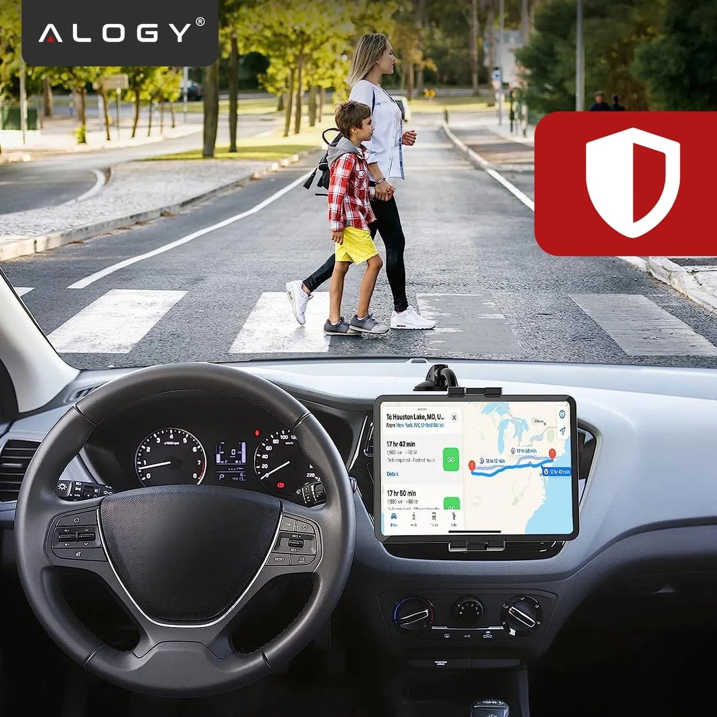 Automobilinis laikiklis telefonui planšetei ant stiklo ir prietaisų skydelio Alogy SteadyRide™ Juodas