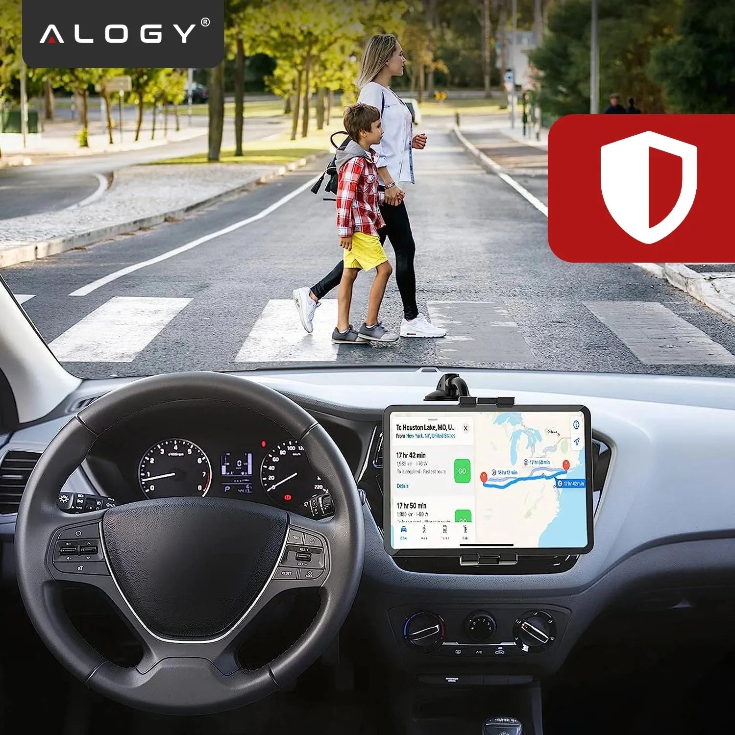 Automobilinis laikiklis telefonui planšetei ant stiklo ir prietaisų skydelio Alogy SteadyRide™ Juodas