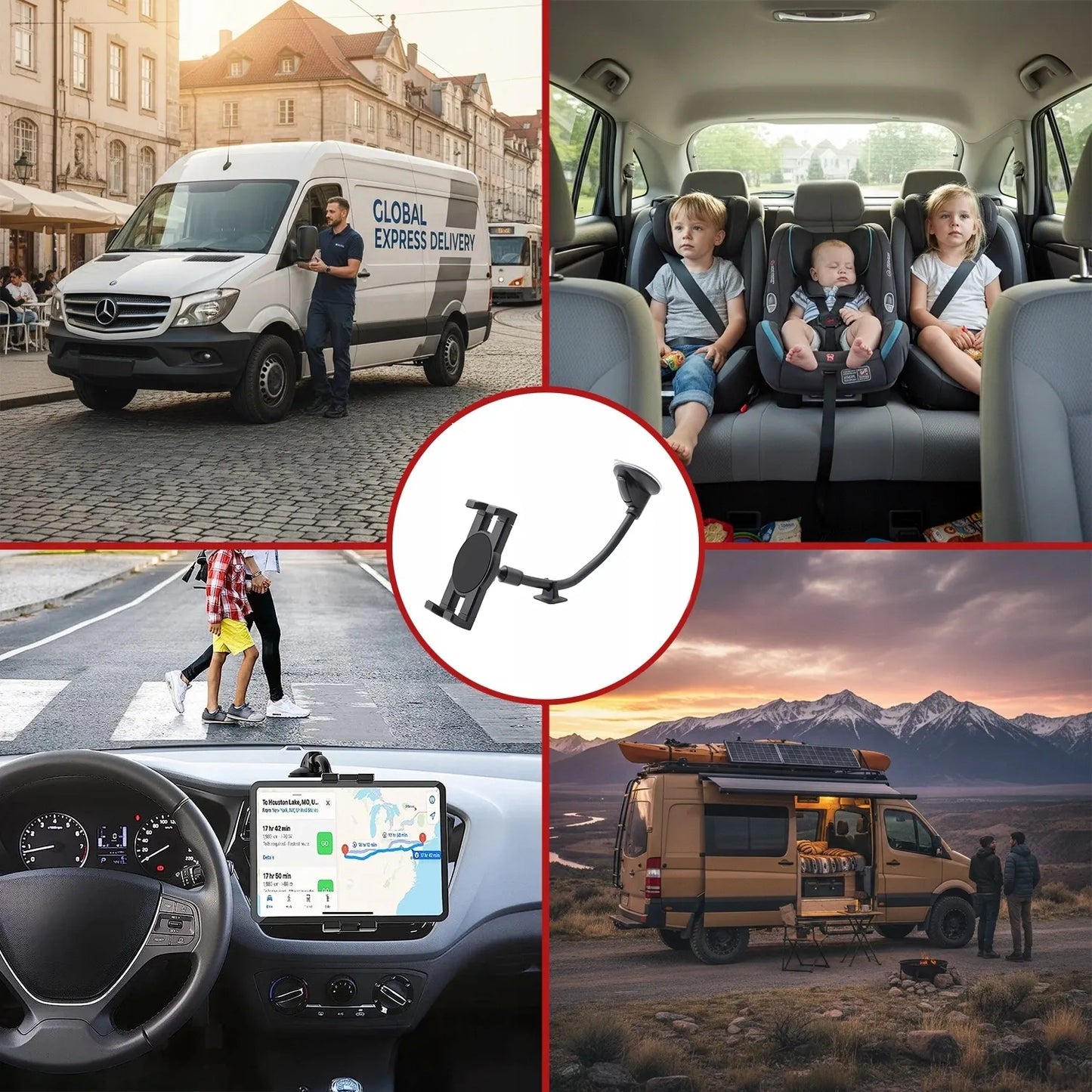 Automobilinis laikiklis telefonui planšetei ant stiklo ir prietaisų skydelio Alogy SteadyRide™ Juodas