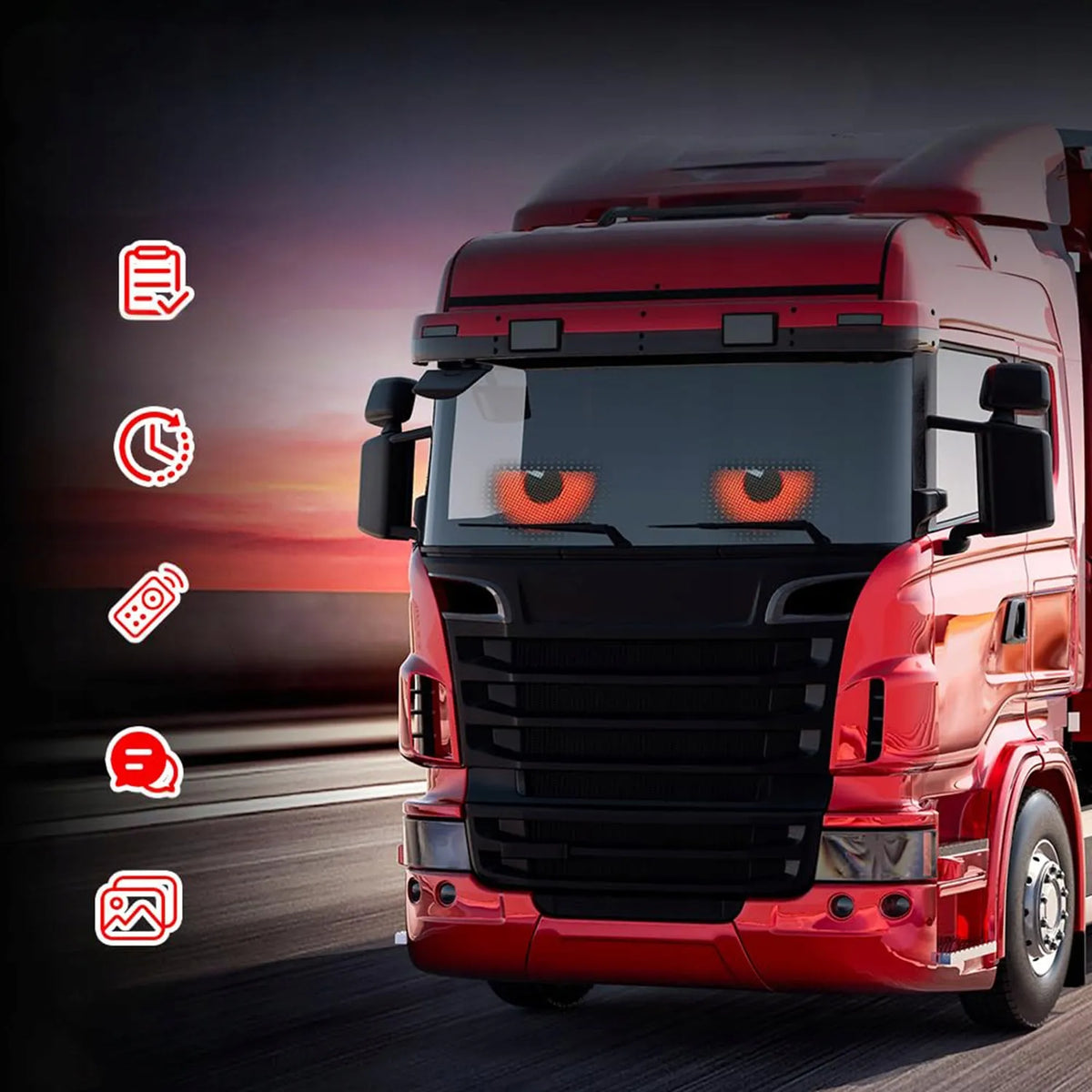 Automobilinis lankstus LED ekranas „Diabelskie oczy“, 120 × 595 mm, sunkvežimiui