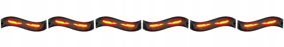 Automobilinis LED ekranas – 2 vnt. „Devil Eyes“, 59 × 12 cm, RGB matrica, USB