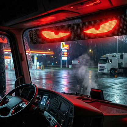 Automobilinis LED ekranas – 2 vnt. „Devil Eyes“, 59 × 12 cm, RGB matrica, USB