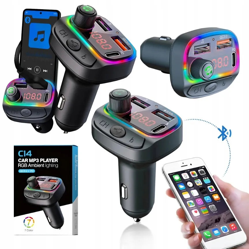 Automobilinis MP3 grotuvas „Bluetooth“ su greituoju USB įkrovikliu