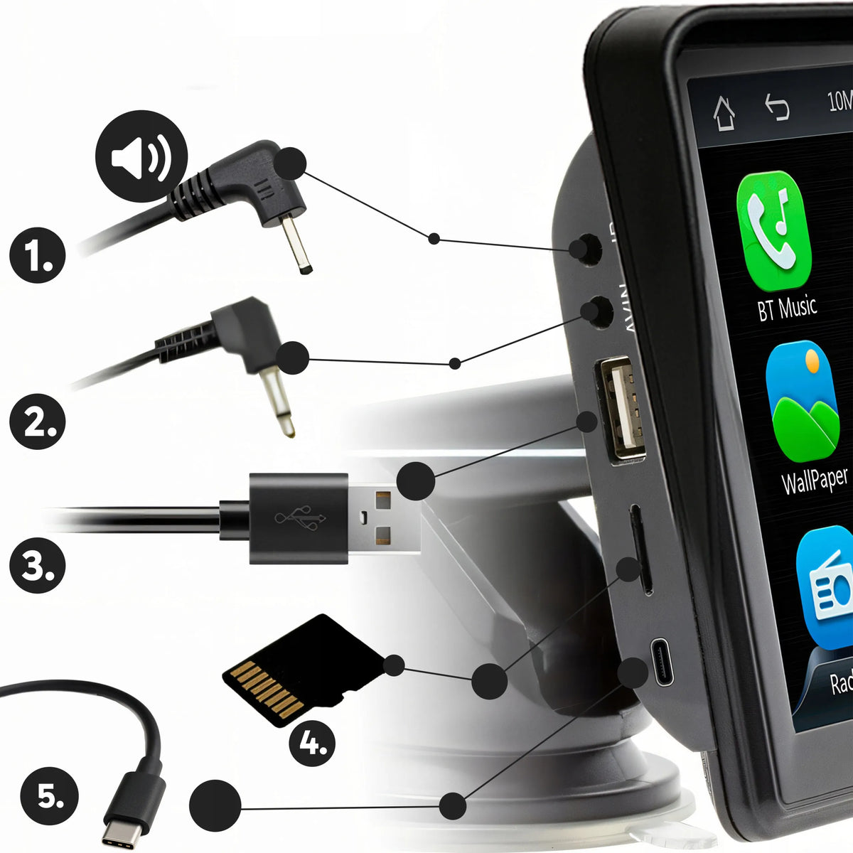 Automobilinis radijas 7 colių Android Apple CarPlay atbulinės eigos kamera multimedija