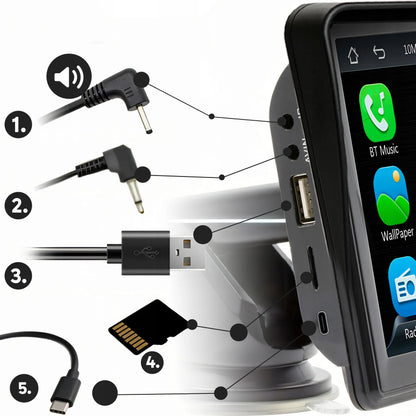 Automobilinis radijas 7 colių Android Apple CarPlay atbulinės eigos kamera multimedija