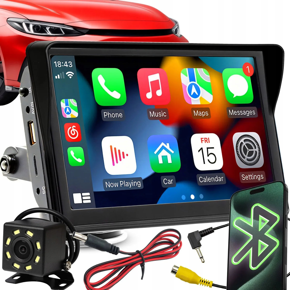 Automobilinis radijas 7 colių Android Apple CarPlay atbulinės eigos kamera multimedija