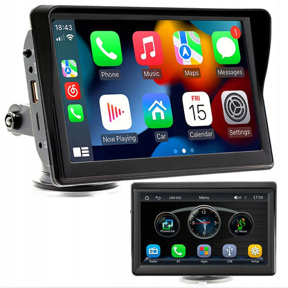 Automobilinis radijas 7 colių Android Apple CarPlay atbulinės eigos kamera multimedija