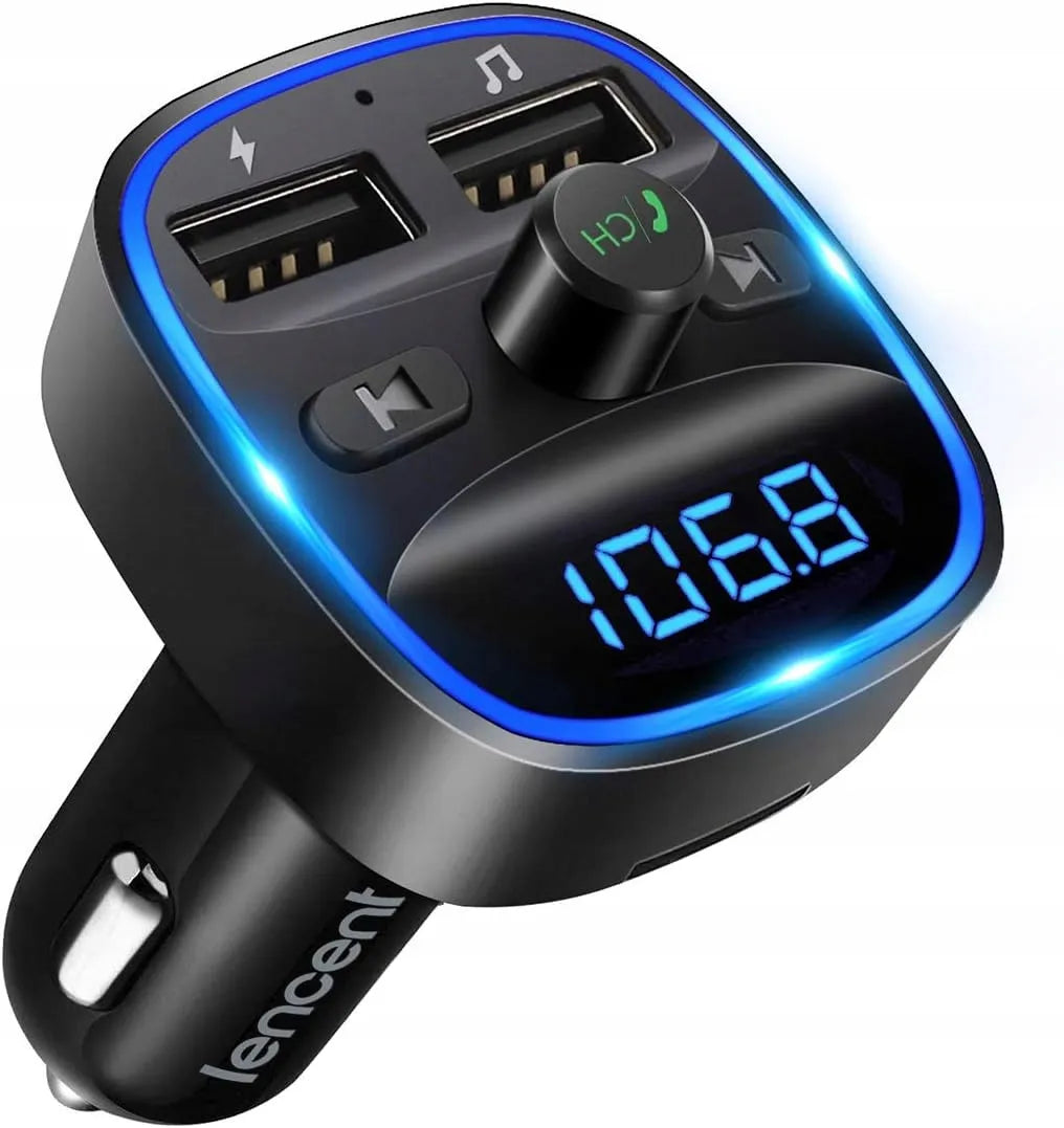 Automobilinis siųstuvas LENCENT T25 FM siųstuvas su Bluetooth, 2xUSB