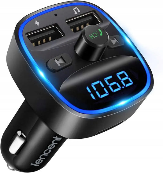 Automobilinis siųstuvas LENCENT T25 FM siųstuvas su Bluetooth, 2xUSB