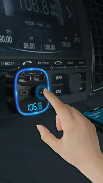 Automobilinis siųstuvas LENCENT T25 FM siųstuvas su Bluetooth, 2xUSB
