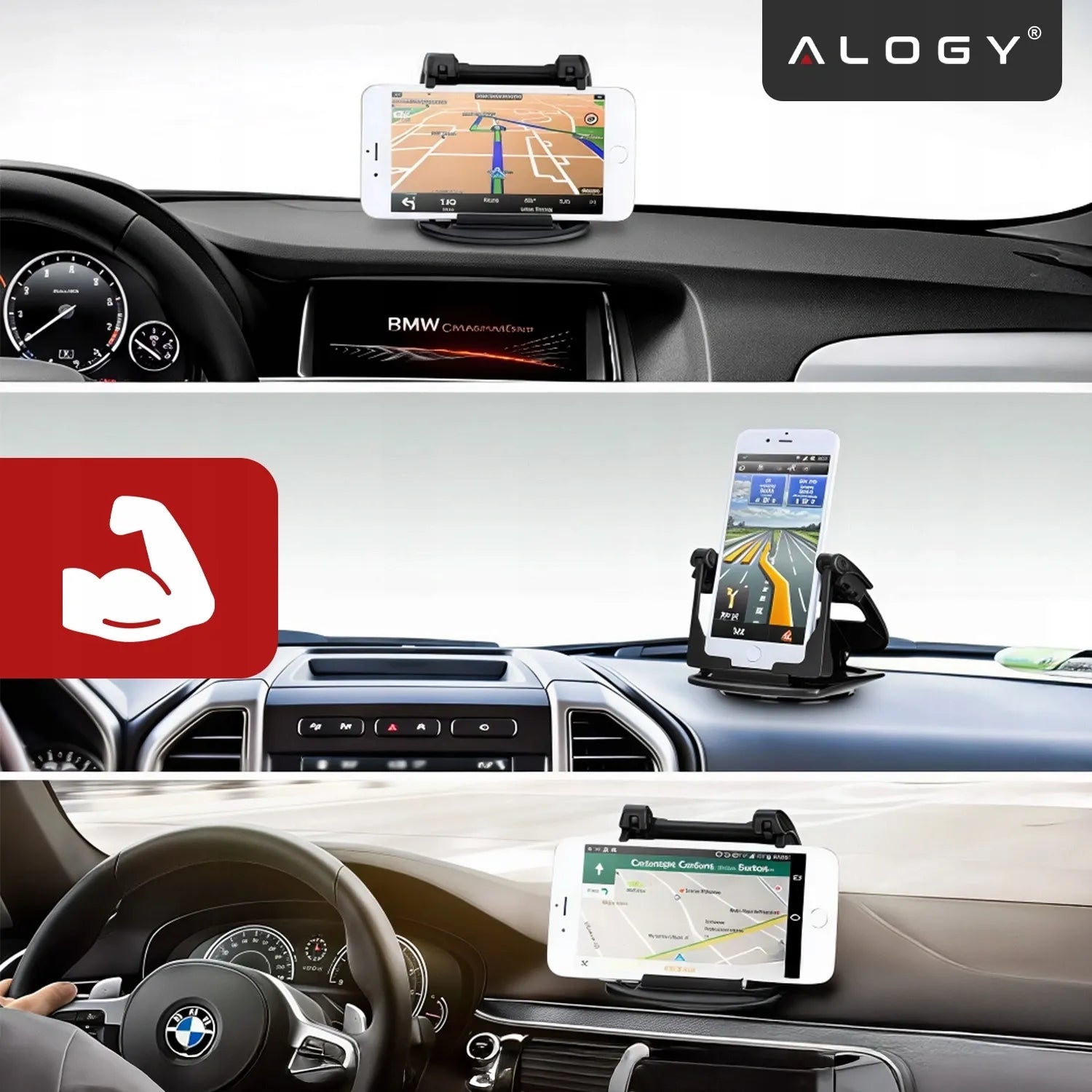 Automobilinis telefono laikiklis Alogy DriveMount™ - ant prietaisų skydelio, sukamasis 360°